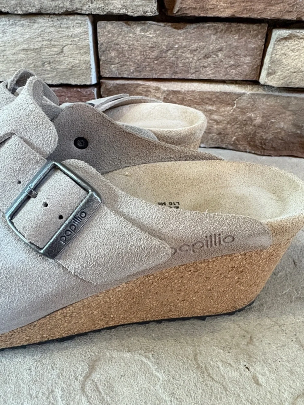 Papillio sz 41 taupe wedge slip on clogs/mules